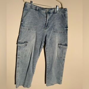 Light Blue Cargo Jeans for Women - Casual Utility Style